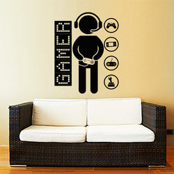 Game Controllers Gamer Gaming Video Wall Decal Vinyl Sticker Wall Art
