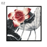 Chinese Style Lotus Canvas Painting Modern Abstract Oil Painting Poster