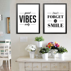 Nordic Minimalist Motivational Good Vibes Only Quotes Canvas Painting