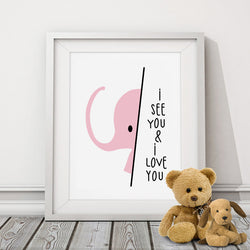 Nursery Art Print Elephant, Cute Baby Gift Safari Modern art Babys Room