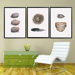 Nordic Minimalist Canvas Painting Feather Stone Poster