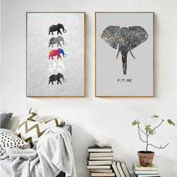 Nordic Elephant Minimalist Decor Scandinavian Canvas Wall Art