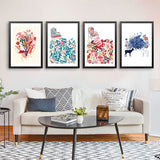 Monder Flower Painting Deer Animals Canvas Art Poster