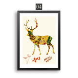 Monder Flower Painting Deer Animals Canvas Art Poster