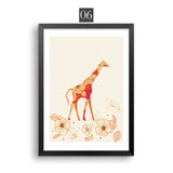Monder Flower Painting Deer Animals Canvas Art Poster