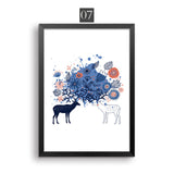 Monder Flower Painting Deer Animals Canvas Art Poster
