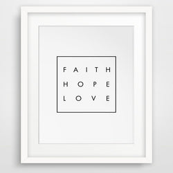 Inspirational Quote Faith Hope Love, Christian Digital Wall Art