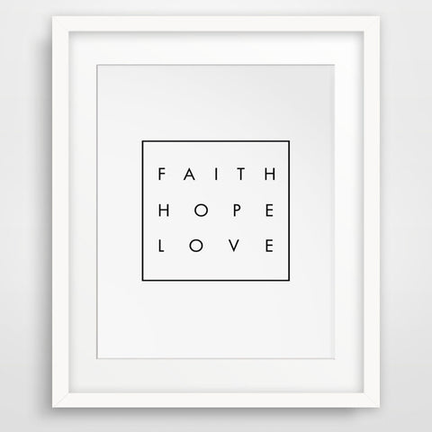 Inspirational Quote Faith Hope Love, Christian Digital Wall Art