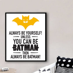 Canvas Batman Poster Colorful Super Hero Quote Art print, Canvas
