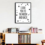 I Love You To The Moon and Back Printable Nursery Quotes Oil Painting