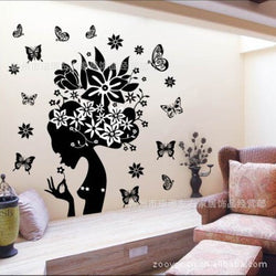 hot sell flowers fairy wall stickers tv background room decorations 2175.