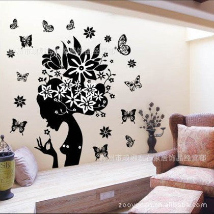 hot sell flowers fairy wall stickers tv background room decorations 2175.
