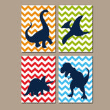 Dinosaur Cartoon Canvas Painting Nursery Wall Art Big
