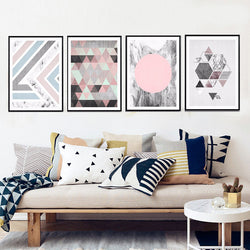 Nordic Abstract Geometric Canvas Painting Minimalist