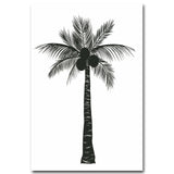 Black White Tropical Plant Coconut Tree Poster Canvas