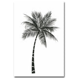 Black White Tropical Plant Coconut Tree Poster Canvas