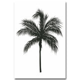 Black White Tropical Plant Coconut Tree Poster Canvas