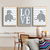 Cartoon Elephants Love Canvas Painting Nursery