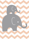 Cartoon Elephants Love Canvas Painting Nursery