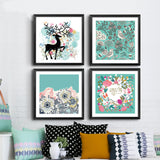 Modern Fashion Flower Canvas Painting Deer Nordic