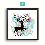 Modern Fashion Flower Canvas Painting Deer Nordic