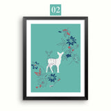 Modern Fashion Flower Canvas Painting Deer Nordic